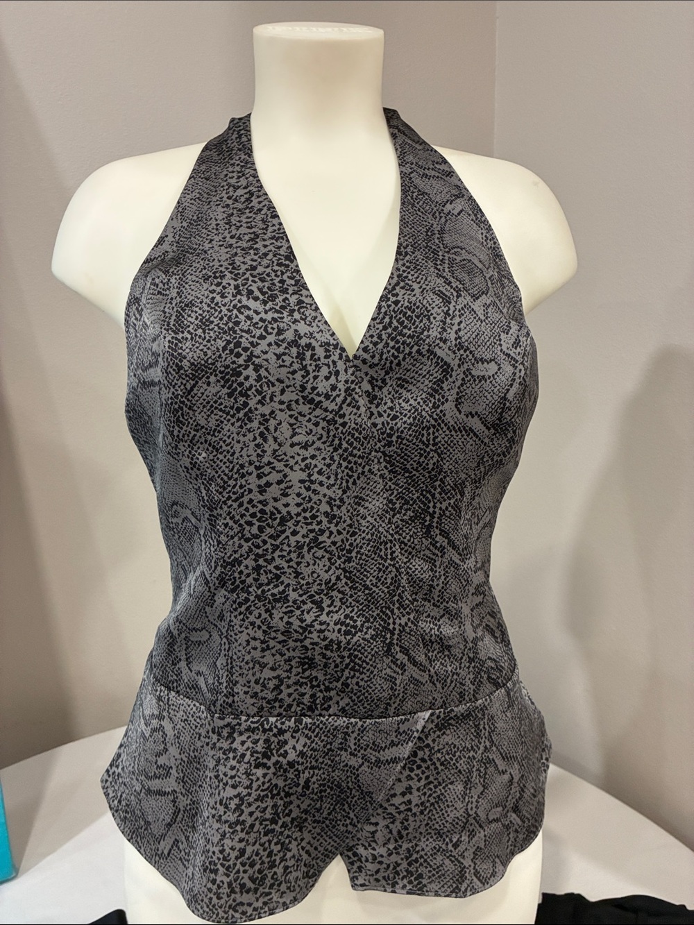 Guess silk Grey Snake-Print Halter Camisole